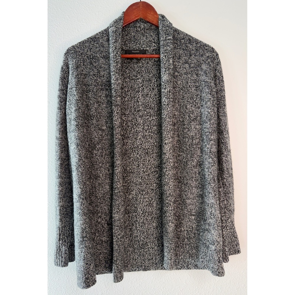 Tahari 2-Ply 100% Cashmere Cardigan Sweater Neutral Marled Knit Capsule Cozy S